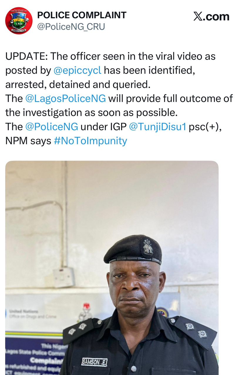 Lagos police detain officer over alleged extotion of N10,000 from motorist